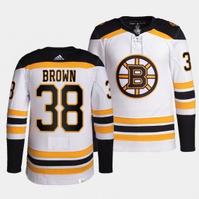 Patrick Brown Boston Bruins Away White #38 Authentic Pro Primegreen Jersey Men's