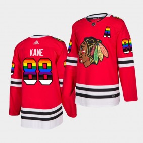Patrick Kane #88 Blackhawks 2021 Pride Night LGBTQ Red Jersey