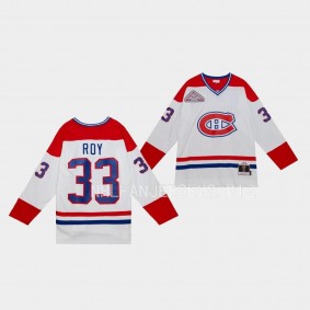 Patrick Roy Montreal Canadiens Blue Line 1992 Throwback White #33 Jersey Mitchell Ness
