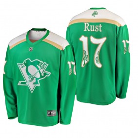 Penguins Bryan Rust #17 2019 St. Patrick's Day Green Replica Fanatics Branded Jersey