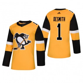 Men's Pittsburgh Penguins Casey DeSmith #1 2019 Alternate Reasonable Authentic Jersey - Gold