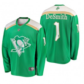 Penguins Casey DeSmith #1 2019 St. Patrick's Day Green Replica Fanatics Branded Jersey