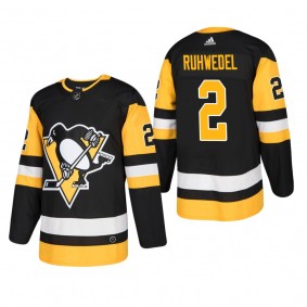 Men's Pittsburgh Penguins Chad Ruhwedel #2 Home Black Authentic Player Cheap Jersey