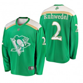 Penguins Chad Ruhwedel #2 2019 St. Patrick's Day Green Replica Fanatics Branded Jersey