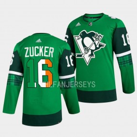 2023 St. Patricks Day Jason Zucker Pittsburgh Penguins #16 Green Primegreen Authentic Jersey