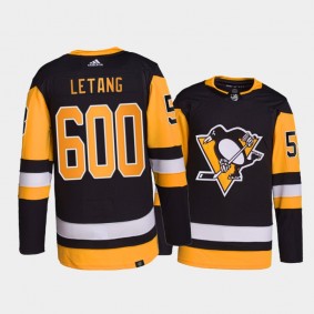 Kris Letang 600 Career Points Pittsburgh Penguins Black Jersey Special Commemorative