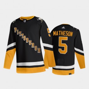 2021-22 Pittsburgh Penguins Mike Matheson Third Jersey Black Primegreen Authentic Uniform