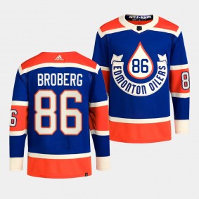 2023 NHL Heritage Classic Edmonton Oilers Philip Broberg #86 Royal Primegreen Jersey