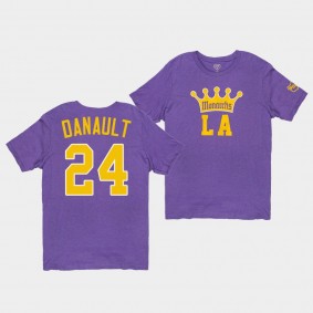 Phillip Danault #24 Los Angeles Kings Monarchs 1947 Hockey Purple T-Shirt