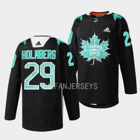 Indigenous Celebration Game Pontus Holmberg Toronto Maple Leafs Black #29 Warmup Sweater Jersey 2023