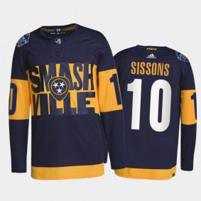 Nashville Predators Colton Sissons 2022 Stadium Series Jersey #10 Navy Primegreen Authentic Uniform