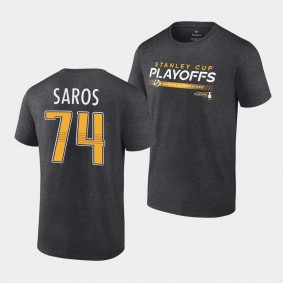 Juuse Saros Nashville Predators 2022 Stanley Cup Playoffs Playmaker Charcoal T-Shirt