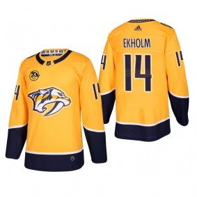 Men's Nashville Predators Mattias Ekholm #14 Home Gold Authentic Player Cheap Jersey