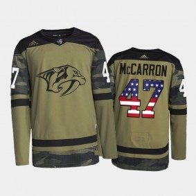 Michael McCarron Nashville Predators Military Appreciation Jersey Camo #47 Practice