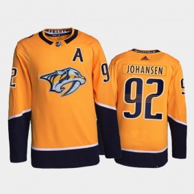 2021-22 Nashville Predators Ryan Johansen Primegreen Authentic Jersey Gold Home Uniform
