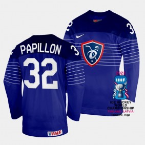 France 2023 IIHF World Championship Quentin Papillon #32 Blue Jersey Away