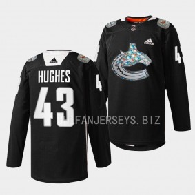 Black History Month Quinn Hughes Vancouver Canucks Black #43 Ethiopian-Canadian heritage Jersey 2023