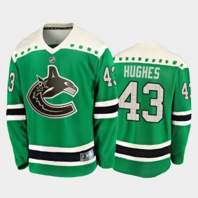 Fanatics Quinn Hughes #43 Canucks 2020 St. Patrick's Day Replica Player Jersey Green