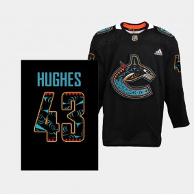 Vancouver Canucks First Nations 2023 Quinn Hughes #43 Black Jersey Special Edition