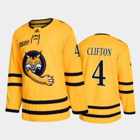 Quinnipiac Bobcats Connor Clifton #4 College Hockey Gold Alumni Jersey