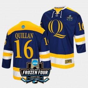 Jacob Quillan Quinnipiac Bobcats 2023 NCAA Frozen Four Navy Ice Hockey Jersey 16