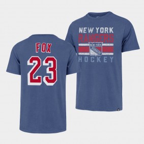 New York Rangers Adam Fox 2022 NHL Playoffs Premier Franklin Blue #23 T-Shirt