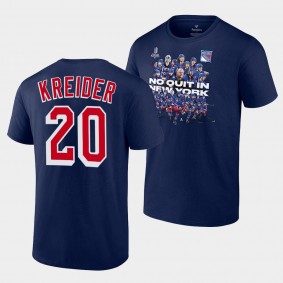 New York Rangers Chris Kreider No Quit in NY 2022 Playoffs Navy #20 T-Shirt