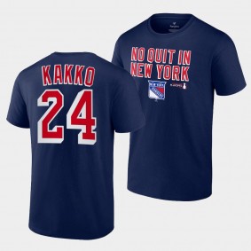 New York Rangers Kaapo Kakko 2022 Stanley Cup Playoffs Slogan Navy #24 T-Shirt