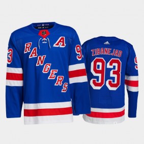 2021-22 New York Rangers Mika Zibanejad Primegreen Authentic Jersey Blue Home Uniform