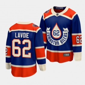 Raphael Lavoie Edmonton Oilers 2023 NHL Heritage Classic Royal #62 Premier Jersey Men's