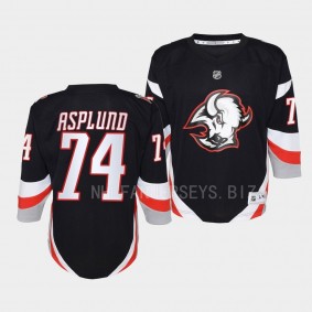 Buffalo Sabres Rasmus Asplund 2022-23 Goathead Alternate Black #74 Youth Jersey