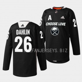 Buffalo Sabres 2023 Choose Love Night Rasmus Dahlin #26 Black Jersey Warm-up
