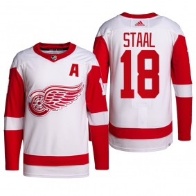 2022 Detroit Red Wings Marc Staal Away Jersey White Primegreen Authentic Pro Uniform