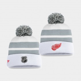 Detroit Red Wings 2021 Special Edition White Throwback Pom Cuffed Knit Hat