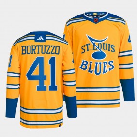 St. Louis Blues 2022 Reverse Retro 2.0 Robert Bortuzzo #41 Yellow Jersey Authentic Primegreen