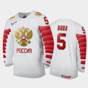 Men's Russia 2021 IIHF U18 World Championship Artyom Duda #5 Home White Jersey