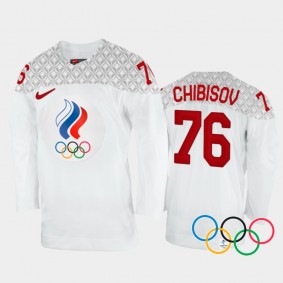 Andrei Chibisov Russia Hockey White Away Jersey 2022 Winter Olympics