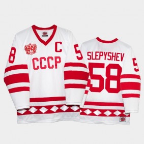 Russia Hockey Anton Slepyshev Classic CCCP 75th Anniversary Jersey White