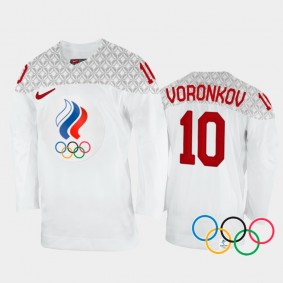 Dmitri Voronkov Russia Hockey White Away Jersey 2022 Winter Olympics