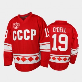 Russia Hockey Throwback USSR Eric O'Dell Red Jersey 75th Anniversary