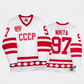 Russia Hockey Gusev Nikita Classic CCCP White #97 Jersey 75th Anniversary