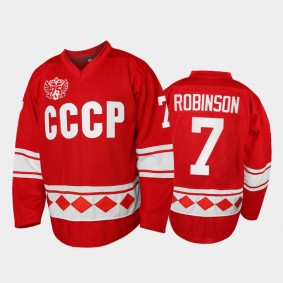 Russia Hockey Throwback USSR Mat Robinson Red Jersey 75th Anniversary