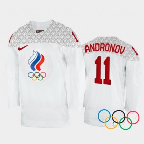 Sergei Andronov Russia Hockey White Away Jersey 2022 Winter Olympics