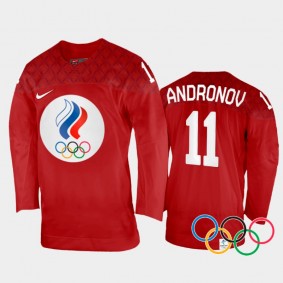 Russia Hockey Sergei Andronov 2022 Winter Olympics Red #11 Jersey Home