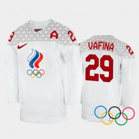 Russia Women's Hockey Alexandra Vafina 2022 Winter Olympics White #29 Jersey Away