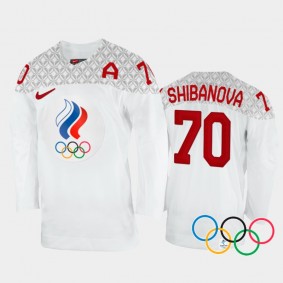 Russia Women's Hockey Anna Shibanova 2022 Winter Olympics White #70 Jersey Away