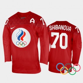 Anna Shibanova Russia Women's Hockey Red Home Jersey 2022 Winter Olympics