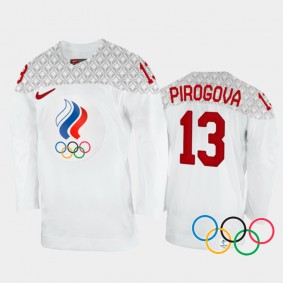Russia Women's Hockey Nina Pirogova 2022 Winter Olympics White #13 Jersey Away