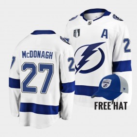 Tampa Bay Lightning Ryan McDonagh 2022 Stanley Cup Final Away White Jersey Free Hat