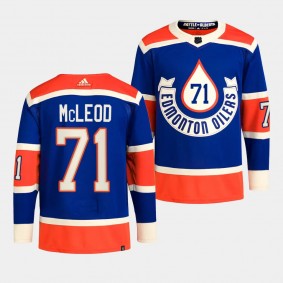 2023 NHL Heritage Classic Edmonton Oilers Ryan McLeod #71 Royal Primegreen Jersey